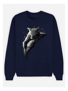 WOOOP Bluza "Moon Cat" w kolorze granatowym rozmiar: XS. Niebieskie bluzy Wooop, xs, bez wzorów, bez kaptura. Za 100,99 zł.