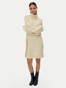 Vero Moda Sukienka dzianinowa Aquarius 10331900 Beżowy Regular Fit. Brązowe kombinezony Vero Moda, xs, bez wzorów, z dzianiny, bez kołnierzyka, bez ramiączek. Za 229,99 zł.