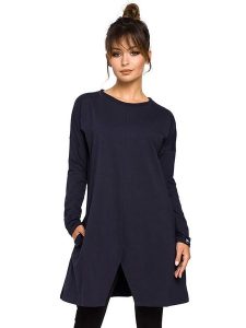 Be Wear Tunika w kolorze granatowym rozmiar: S/M. Niebieskie tuniki Be Wear, m, bez wzorów, bez kołnierzyka, bez ramiączek. Za 114,17 zł.