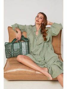 Lin Passion Shopper bag w kolorze zielonym rozmiar: onesize. Zielone shopper bag Lin Passion, bez wzorów, z bawełny, na ramię, bez dodatków. Za 165,99 zł.