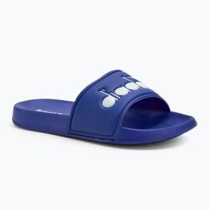 Klapki Diadora Praia. Niebieskie klapki Diadora, bez wzorów, z materiału, bez obcasa. Za 98,99 zł.