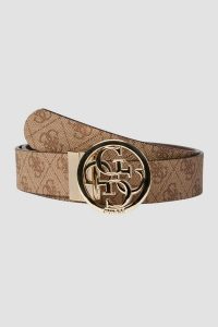 GUESS Brązowy dwustronny pasek Noelle. Brązowe paski Guess, z aplikacjami. W wyprzedaży za 205,99 zł.