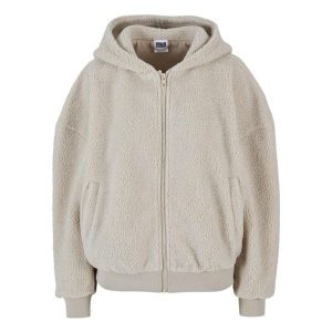 Bluza Damska Sherpa Oversized Full Zip Hoodie. Brązowe bluzy Urban Classics, xl, bez wzorów, bez kaptura. Za 222,99 zł.