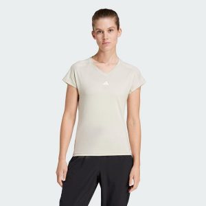 Koszulka AEROREADY Train Essentials Minimal Branding V-Neck. Białe bluzki ADIDAS, xs, bez wzorów, z materiału, sportowe, bez kołnierzyka, bez ramiączek. Za 109,00 zł.