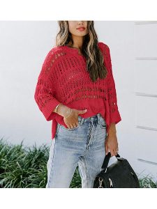 LA Angels Sweter w kolorze jagodowym rozmiar: S. Czerwone swetry oversize LA Angels, s, bez wzorów, bez ramiączek. Za 131,74 zł.