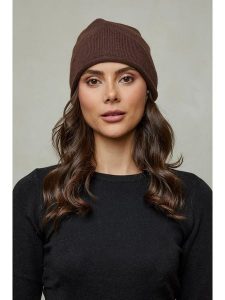 Soft Cashmere Czapka w kolorze ciemnobrązowym rozmiar: onesize. Brązowe czapki Soft Cashmere, bez wzorów, ze skóry. Za 78,99 zł.