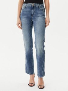 Guess Jeansy W5RA15D5L72 Niebieski Straight Fit. Niebieskie jeansy Guess, z aplikacjami, z bawełny. Za 319,99 zł.
