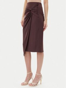 Rinascimento Spódnica midi CFC0123489003 Brązowy Regular Fit. Brązowe spódnice Rinascimento, s, bez wzorów, z syntetyku, midi. Za 219,99 zł.