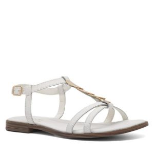 Sandały Lasocki. Białe sandały Lasocki, bez wzorów, bez obcasa, na płaskiej podeszwie, bez zapięcia. Za 159,99 zł.