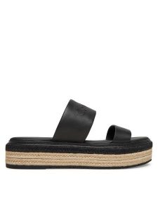 Calvin Klein Espadryle Flatform Wedge Slide - He HW0HW02374 Czarny. Czarne espadryle Calvin Klein, bez wzorów, ze skóry, bez obcasa. Za 339,99 zł.