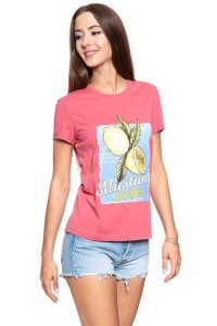 MUSTANG T SHIRT DAMSKI Alina C Print 1009413 8271. Różowe t-shirty Mustang, s, bez wzorów, bez kołnierzyka, bez ramiączek. W wyprzedaży za 39,99 zł.