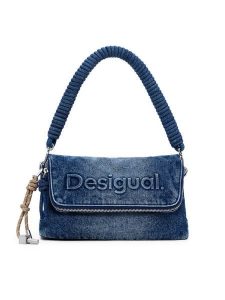 Desigual Torebka Half Logo 25SAXD23 Niebieski. Niebieskie torebki klasyczne Desigual, bez wzorów, z materiału, bez dodatków. Za 249,99 zł.