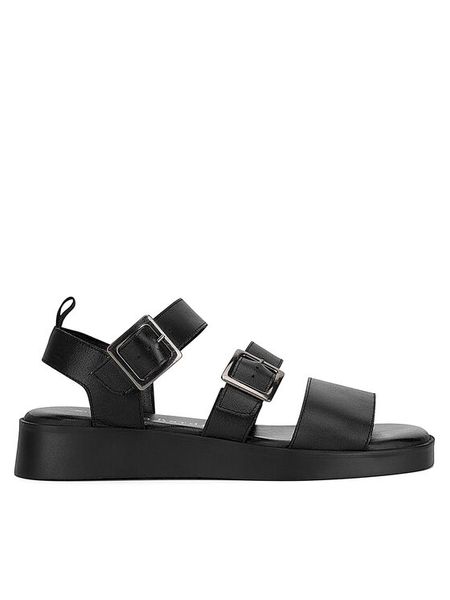 Sergio Bardi Sandały WI16-D1081-01SB Czarny. Czarne sandały Sergio Bardi, bez wzorów, ze skóry, bez obcasa, na płaskiej podeszwie, bez zapięcia. Za 249,99 zł.