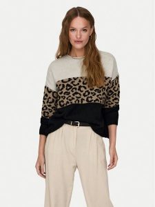 ONLY Sweter Jade 15294969 Beżowy Regular Fit. Brązowe swetry klasyczne ONLY, s, z syntetyku, bez kołnierzyka. Za 149,99 zł.