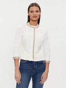 Liu Jo Kurtka jeansowa UXX039 D4128 Biały Regular Fit. Białe kurtki Liu Jo, bez wzorów, z bawełny, bez kaptura. Za 519,99 zł.