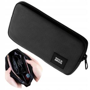 Saszetka rowerowa Rockbros 0,15l na telefon, klucze i portfel. Czarne nerki i saszetki ROCKBROS, bez wzorów, z materiału. Za 54,99 zł.