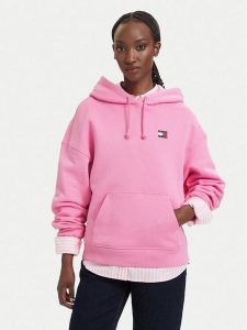 Tommy Jeans Bluza Badge DW0DW19414 Różowy jasny Boxy Fit. Czerwone bluzy Tommy Jeans, m, bez wzorów, z bawełny, bez kaptura. Za 349,99 zł.