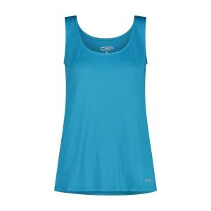 Damski tank top CMP. Niebieskie topy CMP, bez wzorów, sportowe, bez kołnierzyka, bez ramiączek. W wyprzedaży za 136,40 zł.