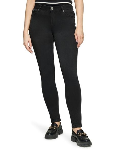 Betty Barclay Dżinsy - Slim fit - w kolorze czarnym rozmiar: 38. Czarne jeansy Betty Barclay, z aplikacjami, ze skóry, z podwyższonym stanem. Za 169,95 zł.