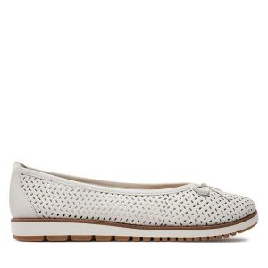 Baleriny Tamaris. Białe balerinki Tamaris, bez wzorów, bez obcasa, bez zapięcia. Za 199,99 zł.