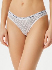 Calvin Klein Underwear Stringi 000QD5043E Écru. Stringi Calvin Klein Underwear, bez wzorów, z bawełny. Za 49,99 zł.