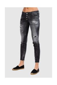 DSQUARED2 Medium waist skinny jeans czarne jeansy damskie. Czarne spodnie z wysokim stanem Dsquared2, bez wzorów, z bawełny. W wyprzedaży za 1 299,99 zł.