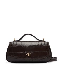 Calvin Klein Torebka Ck Croc Top Handle Bag LV04F3903G Brązowy ciemny. Brązowe torebki klasyczne Calvin Klein, bez wzorów, ze skóry, bez dodatków. Za 449,99 zł.