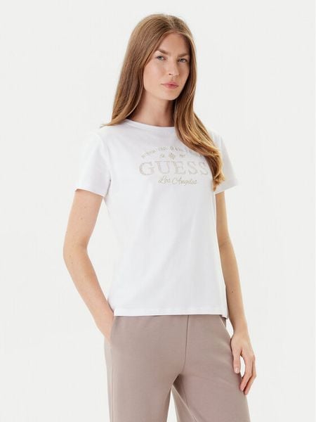 Guess T-Shirt V5YI13J 1314 Biały Regular Fit. Białe t-shirty Guess, xl, z aplikacjami, z bawełny, bez kołnierzyka, bez ramiączek. Za 89,99 zł.