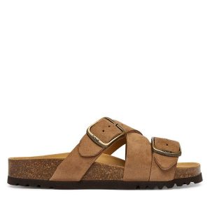 Klapki Scholl. Brązowe klapki Scholl, bez wzorów, bez obcasa. Za 379,99 zł.