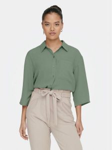JDY Koszula Divya 15271186 Zielony Regular Fit. Zielone koszule JDY, xs, bez wzorów, z syntetyku, bez kołnierzyka, bez ramiączek. Za 109,99 zł.
