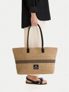 Beverly Hills Polo Club Torebka EO-BHPC-L-015-09 Beżowy. Brązowe shopper bag Beverly Hills Polo Club, bez wzorów, z materiału, bez dodatków. Za 269,99 zł.