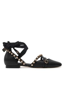 TWINSET Baleriny 242TCP152 Czarny. Czarne balerinki Twinset, bez wzorów, ze skóry, bez obcasa, bez zapięcia. Za 459,99 zł.