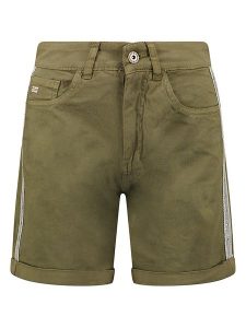 Geographical Norway Szorty "Perlate" w kolorze khaki rozmiar: 42. Brązowe szorty Geographical Norway, z aplikacjami, ze skóry, klasyczne, z podwyższonym stanem. Za 79,03 zł.