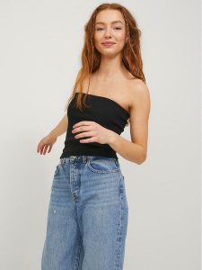 JJXX Top Fiona 12234188 Czarny Slim Fit. Czarne topy JJXX, xl, bez wzorów, z bawełny, bez kołnierzyka, bez ramiączek. Za 39,99 zł.
