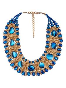 MENTHE À L'O Pozłacany naszyjnik z elementami ozdobnymi - dł. 40 cm rozmiar: onesize. Niebieskie naszyjniki MENTHE À L'O, z kryształem, pozłacane. Za 178,37 zł.