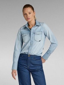 G-Star Koszula - Slim fit - w kolorze błękitnym rozmiar: M. Niebieskie koszule G-Star, m, bez wzorów, bez kołnierzyka, bez ramiączek. Za 217,53 zł.