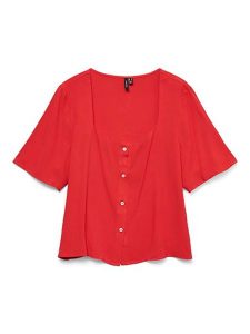 Vero Moda Bluzka w kolorze czerwonym rozmiar: XL. Czerwone bluzki Vero Moda, s, bez wzorów, z wiskozy, klasyczne, bez kołnierzyka, bez ramiączek. Za 65,85 zł.