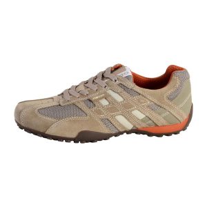 Trenerzy Geox Snake Scam.+Mesh. Brązowe buty sportowe Geox, bez wzorów, z meshu, bez zapięcia. Za 462,50 zł.