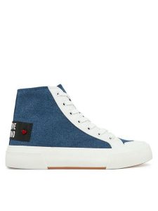 LOVE MOSCHINO Trampki JA15022G1MJO5700 Niebieski. Niebieskie trampki LOVE MOSCHINO, bez wzorów, z materiału, bez zapięcia. Za 439,99 zł.