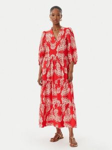 LOLA CASADEMUNT Sukienka letnia LS2616138 Czerwony jasny Regular Fit. Czerwone sukienki LOLA CASADEMUNT, na lato, s, bez wzorów, z wiskozy, bez kołnierzyka, bez ramiączek. Za 543,99 zł.