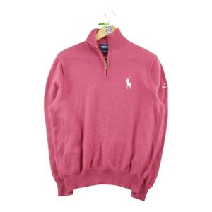 Second life - Damski sweter z wełny z krótkim - Stan bardzo dobry. Czerwone golfy Ralph Lauren, bez wzorów, z wełny. Za 255,56 zł.