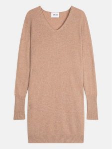 Perfect Cashmere Kaszmirowa sukienka "Kelley" w kolorze beżowym rozmiar: XXL. Brązowe sukienki Perfect Cashmere, na co dzień, xxl, bez wzorów, z kaszmiru, bez kołnierzyka, bez ramiączek, midi, proste. Za 478,99 zł.