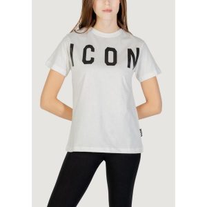 Koszulka crop top Kobieta ICON. Białe bluzki ICON, bez wzorów, z bawełny, bez kołnierzyka, bez ramiączek. W wyprzedaży za 185,95 zł.
