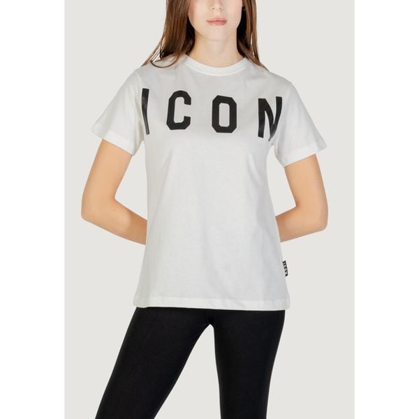 Koszulka crop top Kobieta ICON. Białe bluzki ICON, bez wzorów, z bawełny, bez kołnierzyka, bez ramiączek. W wyprzedaży za 180,85 zł.