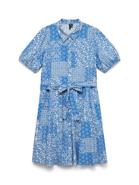 Vero Moda Sukienka w kolorze niebiesko-białym rozmiar: XL. Niebieskie sukienki Vero Moda, xl, bez wzorów, z bawełny, bez kołnierzyka, bez ramiączek, mini. Za 175,31 zł.