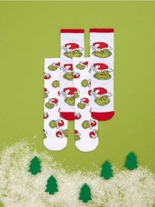 Skarpetki 2 pack Grinch - wielobarwny. Skarpetki Sinsay, bez wzorów. Za 12,99 zł.