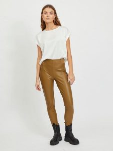 Vila Koszulka "Viellette" w kolorze białym rozmiar: 44. Białe bluzki Vila, bez wzorów, bez kołnierzyka, bez ramiączek. Za 55,95 zł.