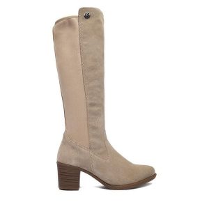 Kozaki Rieker. Szare kozaki Rieker, bez wzorów, bez obcasa, na słupku, bez zapięcia. Za 459,99 zł.