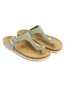 Mandel Skórzane japonki "Blanca" w kolorze khaki rozmiar: 39. Brązowe klapki Mandel, bez wzorów, z nubiku, bez obcasa. Za 159,95 zł.