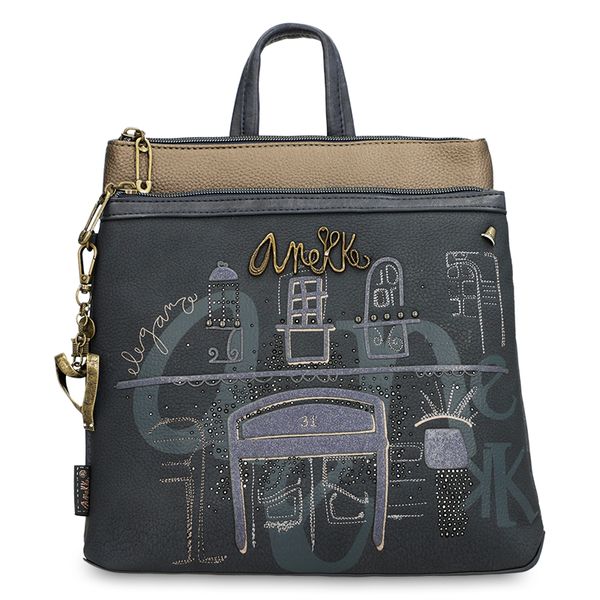 Granatowy Elegancki Damski Plecak Anekke. Niebieskie plecaki Anekke. Za 399,00 zł.